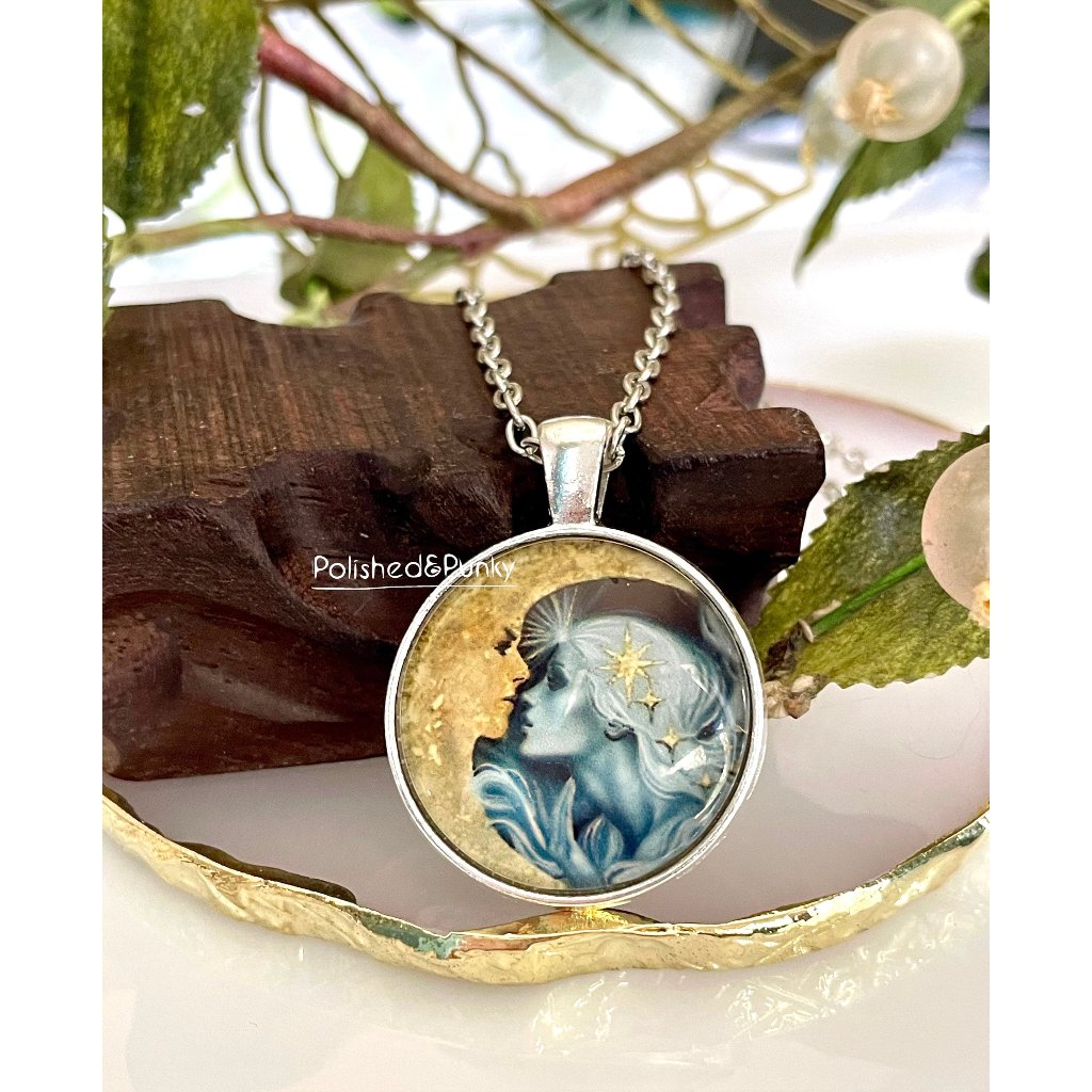 Moon And Fairy Necklace ~ Moon Necklace ~ Fairy Necklace ~ Space Necklac